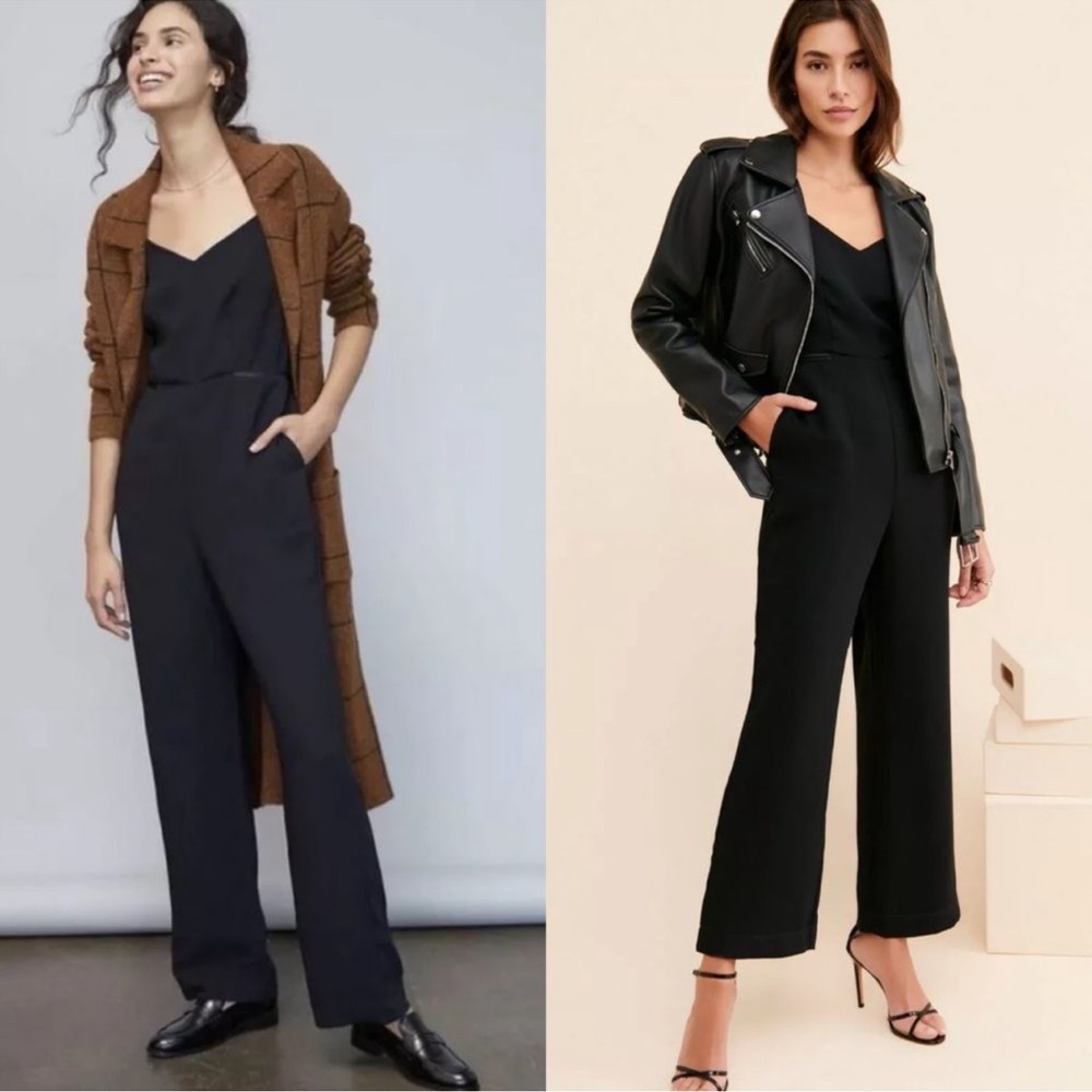 Anthropologie Maeve Magdalena V Neck Jumpsuit Black Size 10